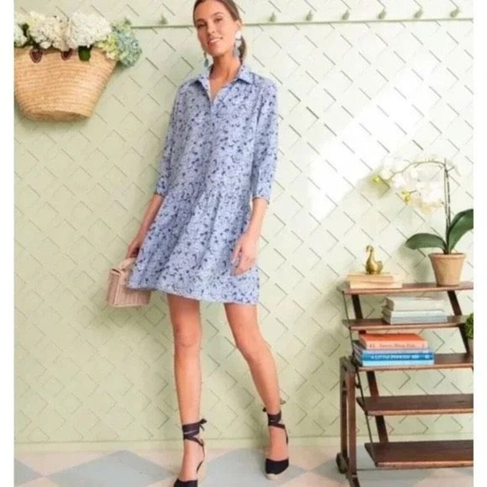 Tuckernuck Blue Floral Hydrangea Hayes Dress Size M